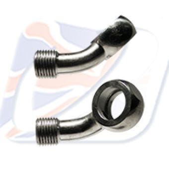 M10 BANJO 45° UP + 25° RIGHT, STAINLESS