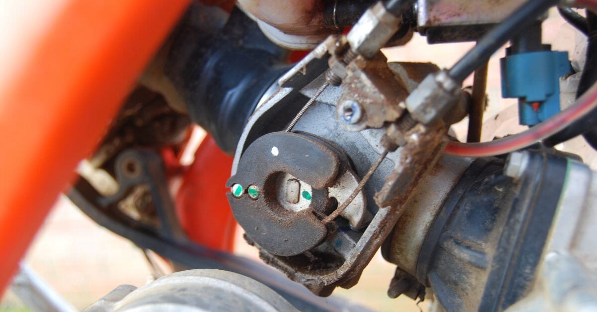 Rusty motorcycle throttle cable