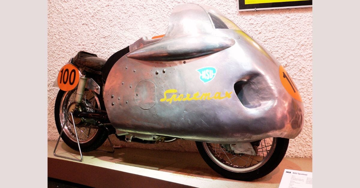 Motorbike "NSU SportMax" (1955) at the de:Deutsches Zweirad- und NSU-Museum Neckarsulm/Germany, 2006, by J. Köhler